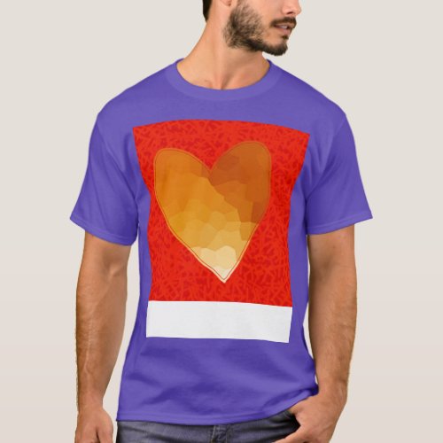 Gold Heart on Red T_Shirt