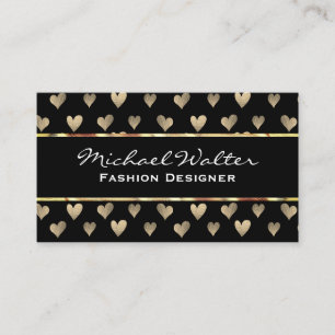 Gold Heart Pattern Business Card