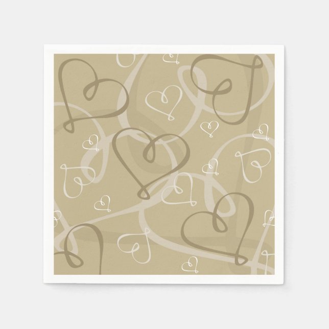Gold heart pattern paper napkins (Front)