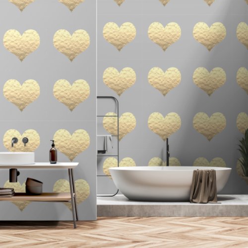 Gold Heart Patterns Grey Custom Color Cute Lovely Wallpaper