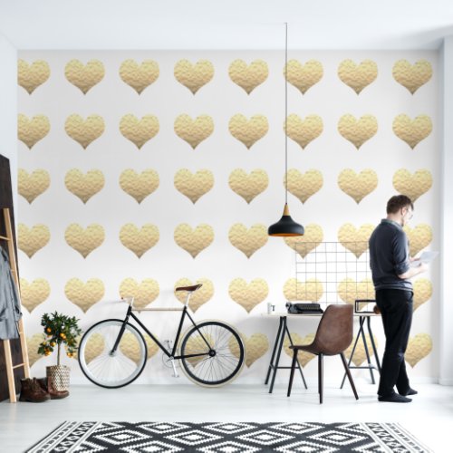 Gold Heart Patterns White Custom Color Cute Lovely Wallpaper