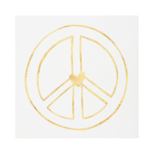 Gold Heart Peace Sign