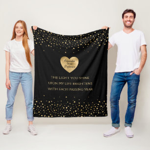 Gold Heart Personalized Valentines Day Love Fleece Blanket