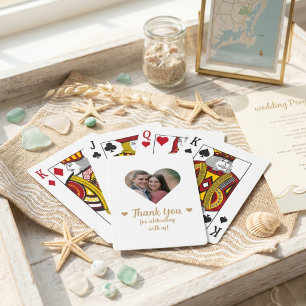 Gold Heart Photo Wedding Favor Playing Cards
