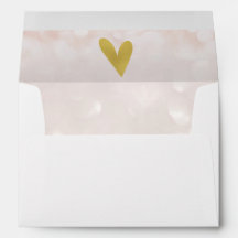 Gold Heart | Pink White 5x7 Wedding Envelope