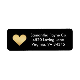 Gold Heart Return Address Label