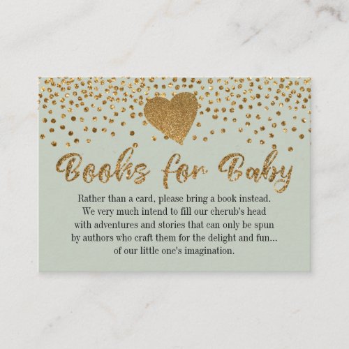 Gold Heart  Sage Green Book Request Insert Cards