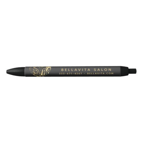 Gold Heart Salon Business Promotion Black Ink Pen