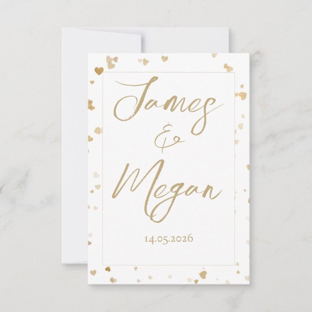 Gold Heart Save the Date Cards (Front)