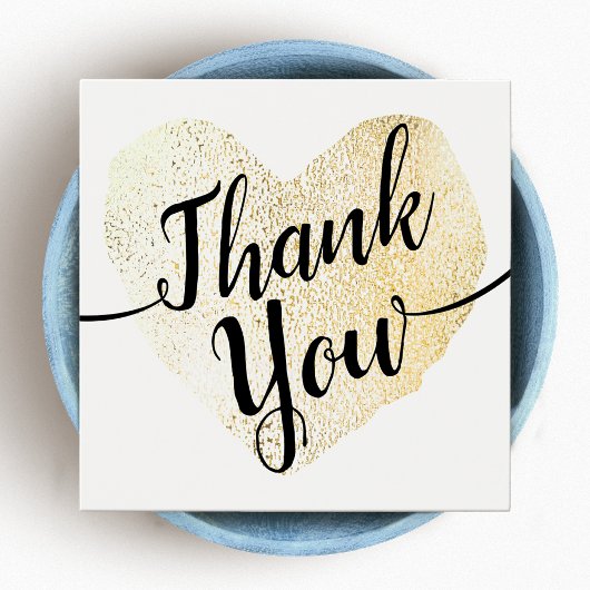 Gold Heart Script Calligraphy Thank You