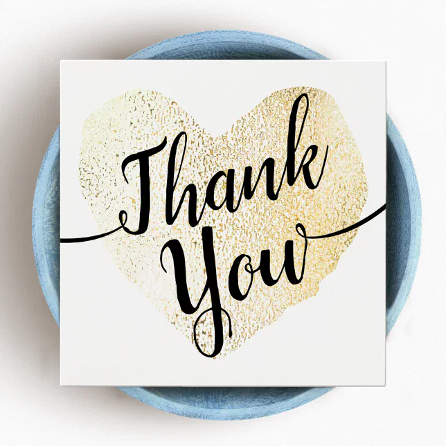 Gold Heart Script Calligraphy Thank You
