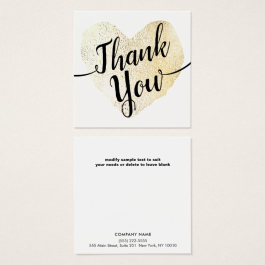 Gold Heart Script Calligraphy Thank You (Front & Back)