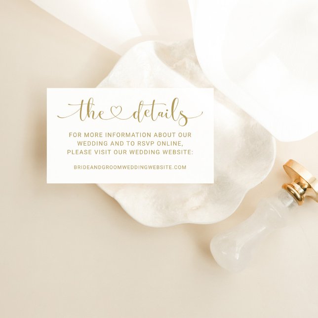 Gold Heart Script Wedding Details Enclosure Card (Creator Uploaded)