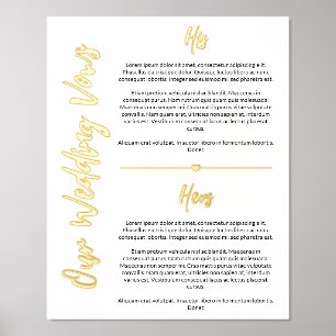 Gold Heart & Script Wedding Vows Keepsake Foil Prints