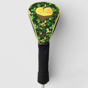 Gold Heart Shamrocks Golf Head Cover