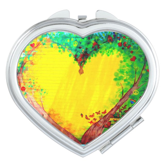 gold heart shape  compact mirror (Front)