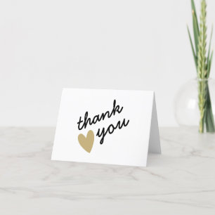 Gold Heart Simple Sincere Thank You Card