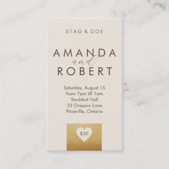 Gold Heart Stag & Doe Ticket by StaceyDesign at Zazzle
