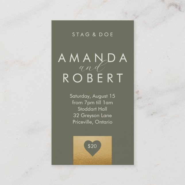 Gold Heart Stag & Doe Ticket (Front)