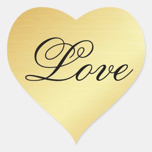 Gold Heart Sticker with Love in Fancy Text