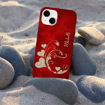 Gold Heart Swirl Faux Glitter On Red Case-mate Iphone 14 Case at Zazzle