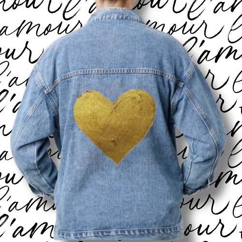 Gold Heart Symbol of Love BlueJean Jacket