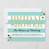 Gold Heart Teal Blue Party Shower Invitation (Front)