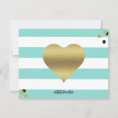 Gold Heart Teal Blue Party Shower Invitation (Back)