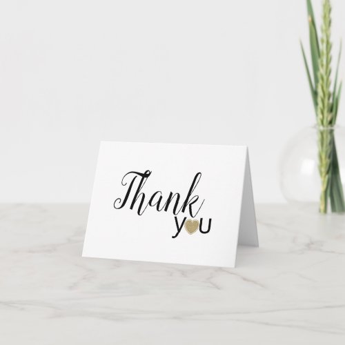 Gold Heart Thank You Card