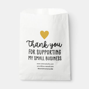 Gold Heart Thank You Supporting Small Business Favor Bag