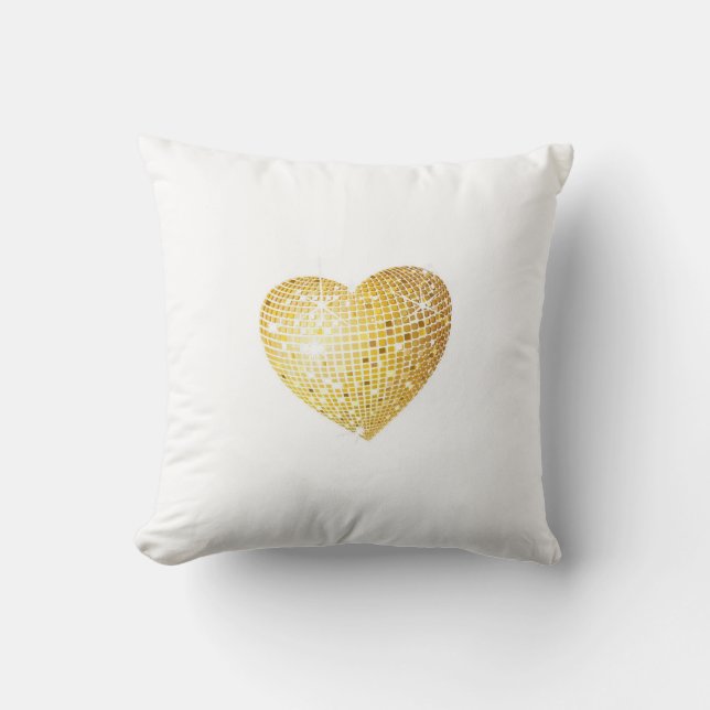 Gold Heart Throw Pillow (Front)