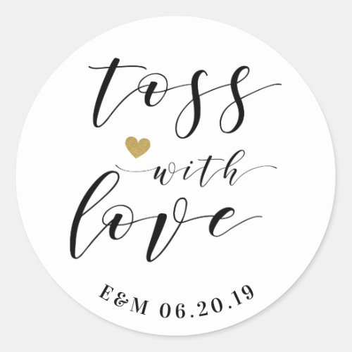 Gold Heart Toss with Love Wedding Confetti Favor Classic Round Sticker