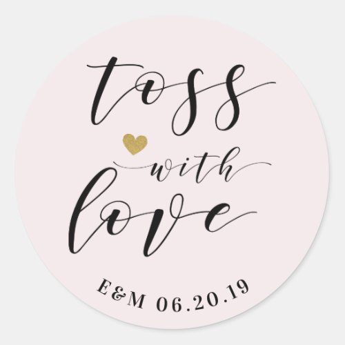 Gold Heart Toss with Love Wedding Confetti Favor Classic Round Sticker