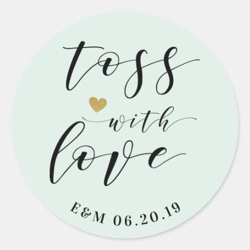 Gold Heart Toss with Love Wedding Confetti Favor Classic Round Sticker