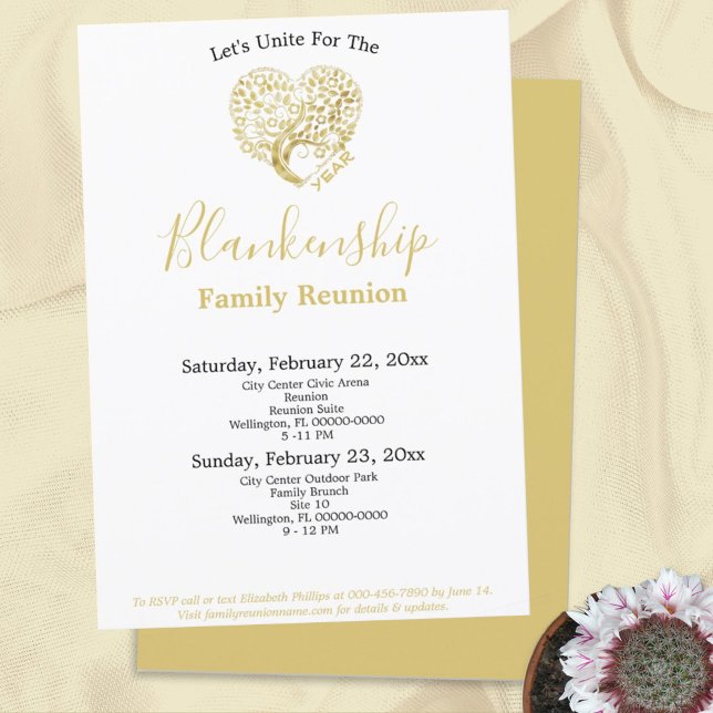 Gold Heart Tree Family Reunion on White Template  (Creator Uploaded)