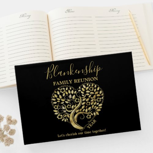 Gold Heart Tree Family Reunion Party Essentials Guest Book