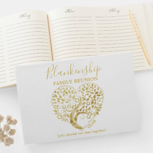 Gold Heart Tree Family Reunion Party Essentials Guest Book