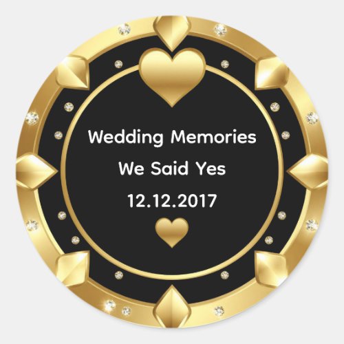  Gold Heart Wedding Celebration ✨ Classic Round Sticker