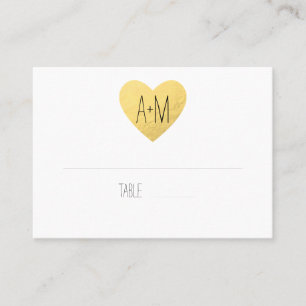 Gold heart wedding escort place card