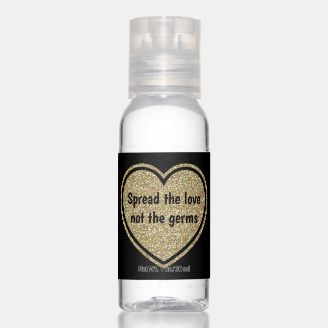 Gold Heart Wedding Favor Hand Sanitizer (Front)