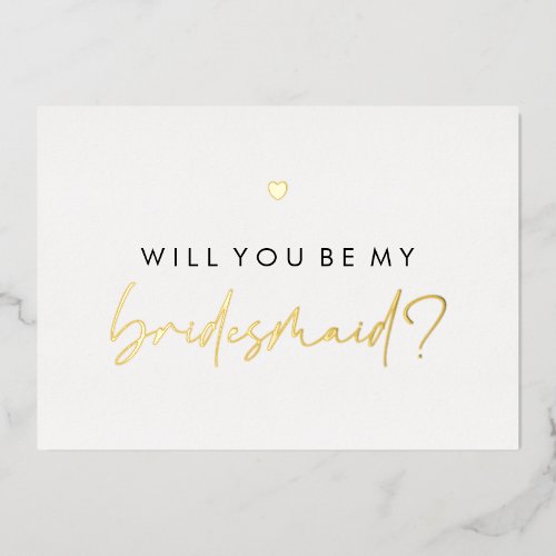 Gold Heart Will You Be My Bridesmaid