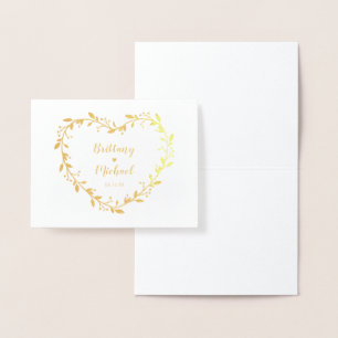 Gold Heart Wreath_Wedding Thank you Foil Card