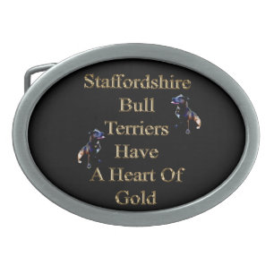Gold Hearted Staffordshire Bull Terriers, Belt Buckle