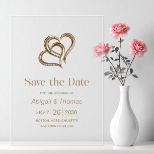 Gold Hearts and Diamonds Wedding Save the Date