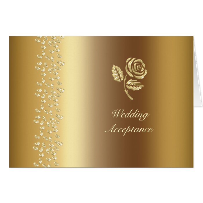 Gold Hearts and rose Wedding RSVP Cards
