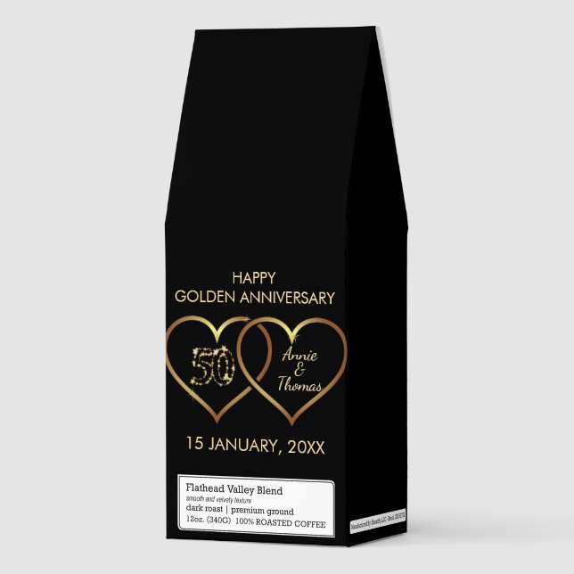 Gold Hearts And Sparkling Numbers Roasted Coffee (Front)