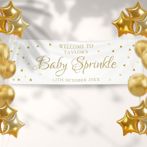 Gold Hearts Baby Sprinkle Shower Welcome Banner