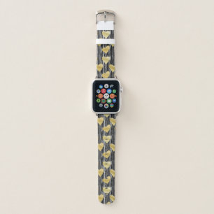 Gold Hearts & Black Stripes Apple Watch Band