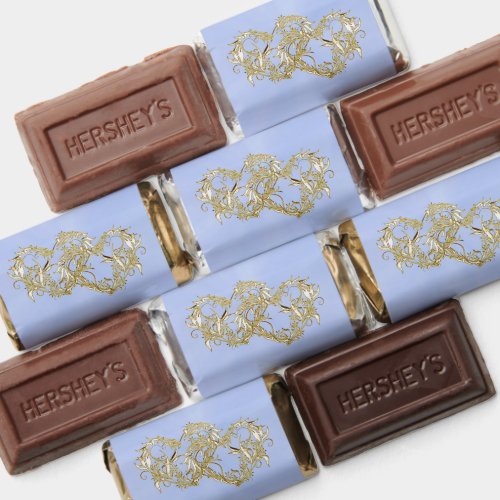 Gold Hearts Blue Wrapped Chocolate Hershey's Miniatures
