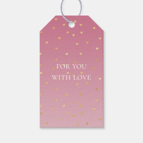 Gold Hearts Blush Pink Ombre Gift Tags